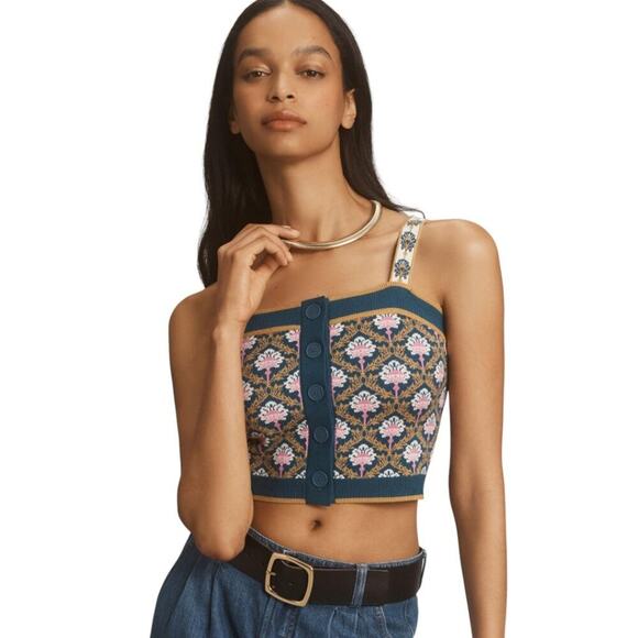 Maeve Tops - Maeve Square Neck Knit Crop Top Button Front Stretch Pullover Tank Size XXS